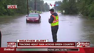 Heavy rain floods road in Broken Arrow