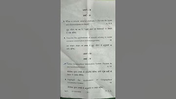 # Remote sensing and GIS# question paper,# M.A#.,3rd Semester #MDU#