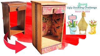 Natural Wood and Decoupage paper flip! #uglyducklingchallenge, the maximalist furniture flipper!