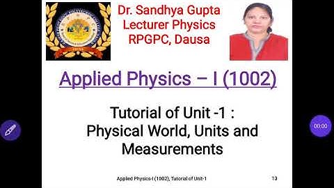 Tutorial of Unit 1(1002) part 5 by Dr. Sandhya Gupta, RPGPC, Dausa