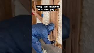 Spray foam insulation is so satisfying!! #construction