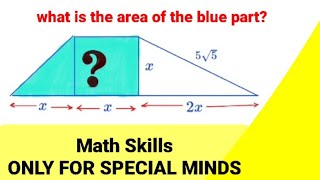 what is the area of the blue part? (MATH SKILLS) a brain test