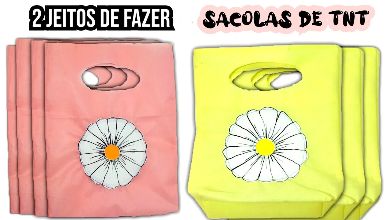✂️ 2 Modelos de Sacola TNT personalizadas 🌸  fáceis de confeccionar ! 