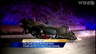 Car flips onto on roof on Tri-Boro Expressway