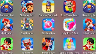 Tom Hero,Tag W Ryan,Mario Kart,Subway Surf,Tom Time Rush,Marble Run,Banana Survival Master,Jelly Run screenshot 3