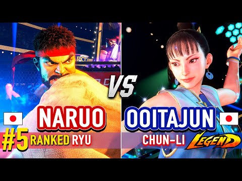 SF6 🔥 NARUO (#5 Ranked Ryu) vs OOITAJUN (Chun-Li) 🔥 Street Fighter 6 High Level Gameplay