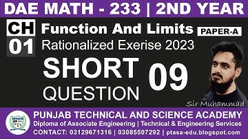 DAE MATH 233 Chapter 1 Short Question 9 | Sir Muhammad