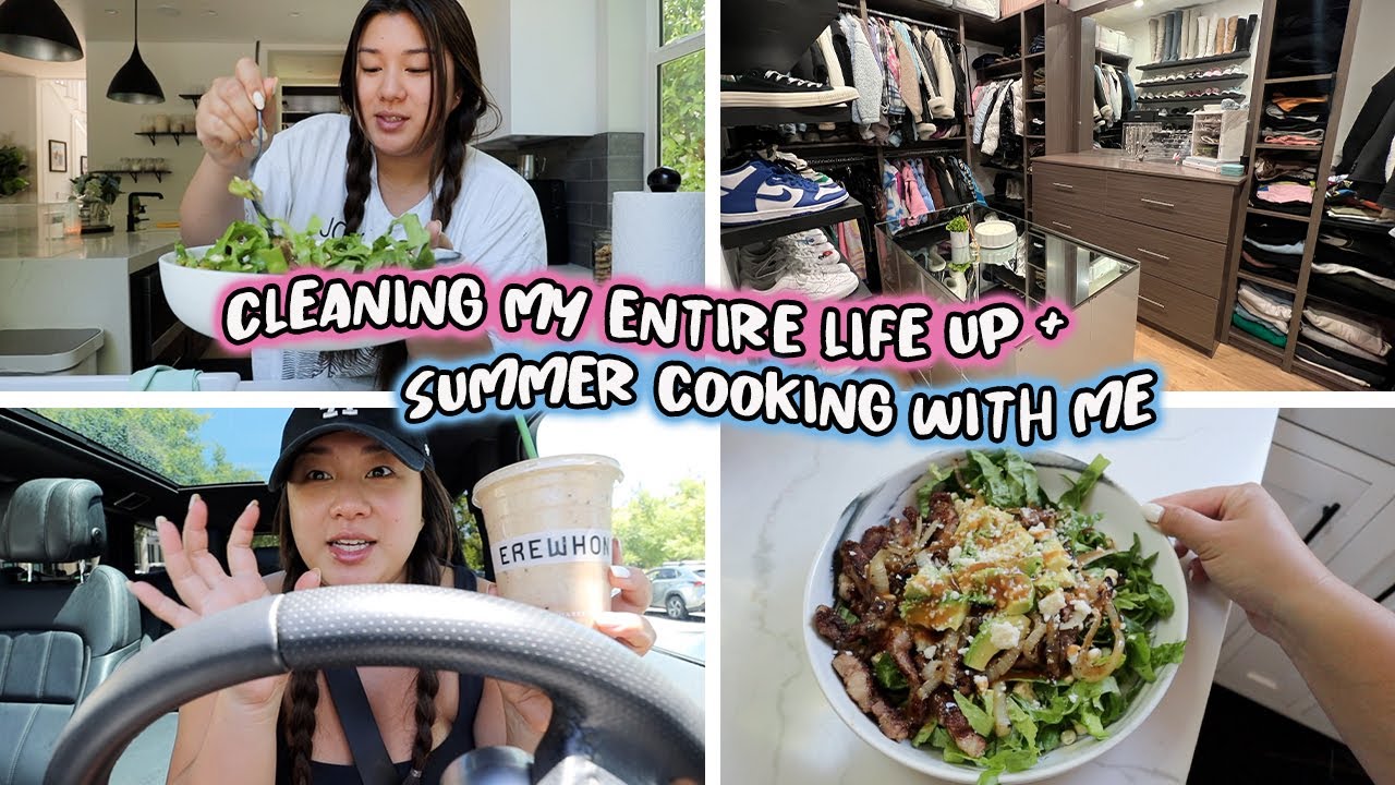 CLEANING MY ENTIRE LIFE + summer cooking with me!!