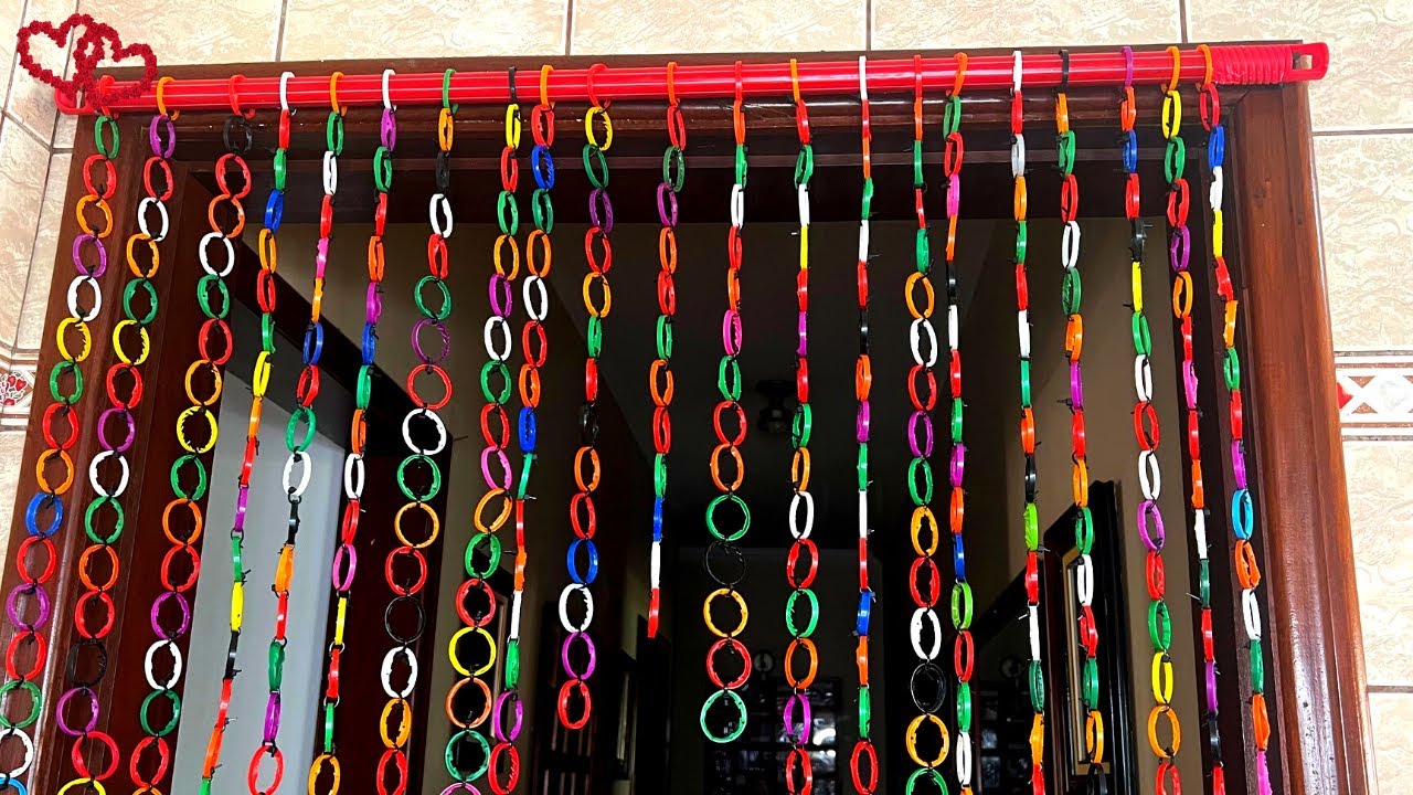 DIY: CORTINA de LACRES de GARRAFAs PETs. Passo a Passo Reciclagem.