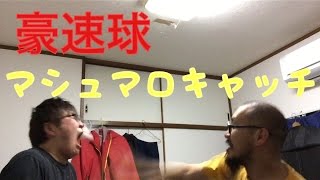 【豪速球マシュマロキャッチ】おまめサンシローとデカキンでやってみた！