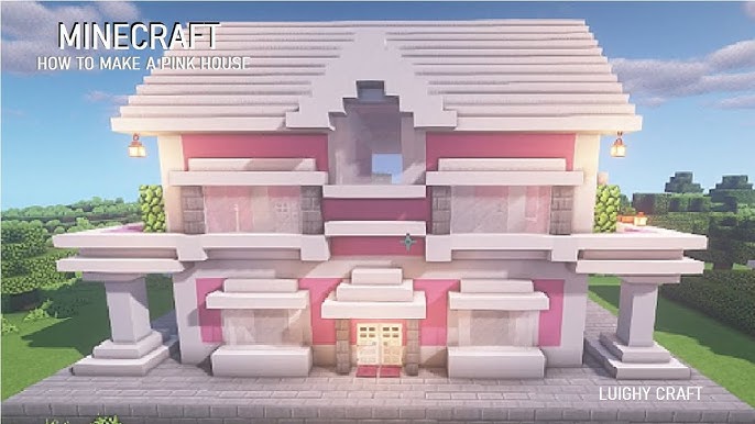 Casa Rosa, Casa da Barbie, Pequeno Jardim no Minecraft