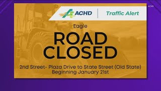 Road closure in Eagle