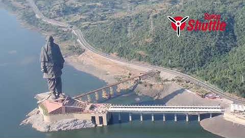 Aerial View of Statue of Unity From Seaplane Test Flight