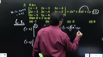 If ∆=|■(x-2&2x-3&3x-4@2x-3&3x-4&4x-5@3x-5&5x-8&10x-17)|=Ax^3+Bx^2+Cx+D, then B+C is equal to