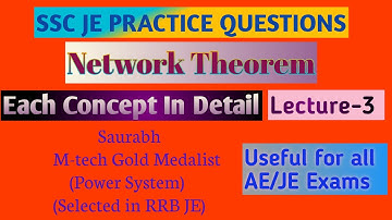 SSC JE 2025 | RRB JE 2025 | NHPC JE | IOCL JE | Electrical Engineering| Network Theorem |Lecture-3