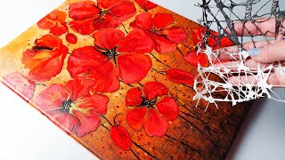 MUST WATCH! Make Your Acrylic Pouring UNIQUE! Textured Poppies | AB Creative Tutorial