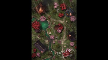 Eastern Village battle map for TTRPGs like D&D or Pathfinder #dnd #ttrpg #battlemaps