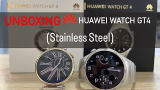 ?Unboxing huawei Watch Gt4(stainless steel) فتح صندوق ساعه هواوي الرجاليه والنسائية ستانلس ستيل gt4
