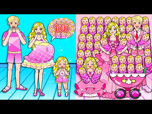 Barbie Mom Gave Birth to 100 Babies - Pink Barbie Decorate Baby New Room | WOA Doll Channel class=