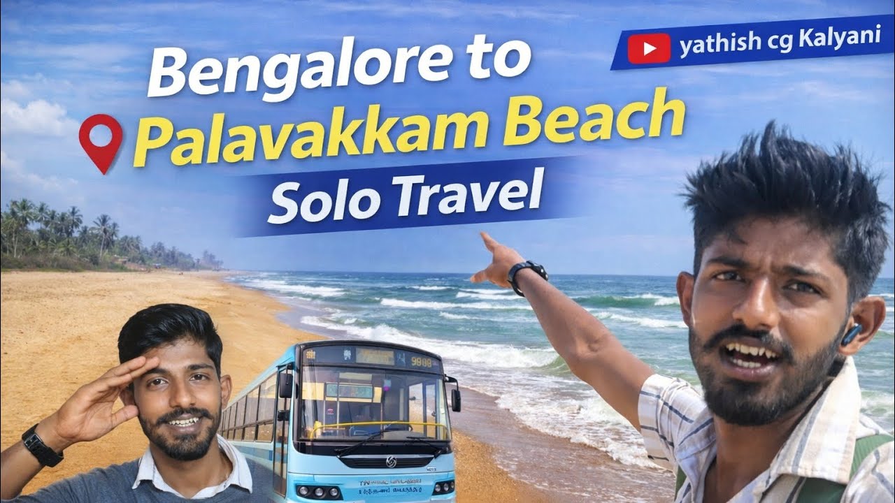Benglore to Palavakkam Beach 🏖️ chennai solo travel 🚍 me v/s me one day trip