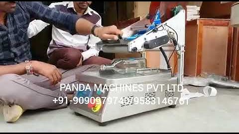 SEMI AUTOMATIC FLAT WATER BOTTLE SINGLE SIDE STICKER LABELING MACHINE, PET BOTTLE STICKER LABELING