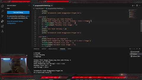 PROGRAM CARA MEMBUAT PERHITUNGAN LUAS BANGUN DATAR MENGGUNAKAN BAHASA PYTHON | PRAKTIKUM PEMKOM 2023
