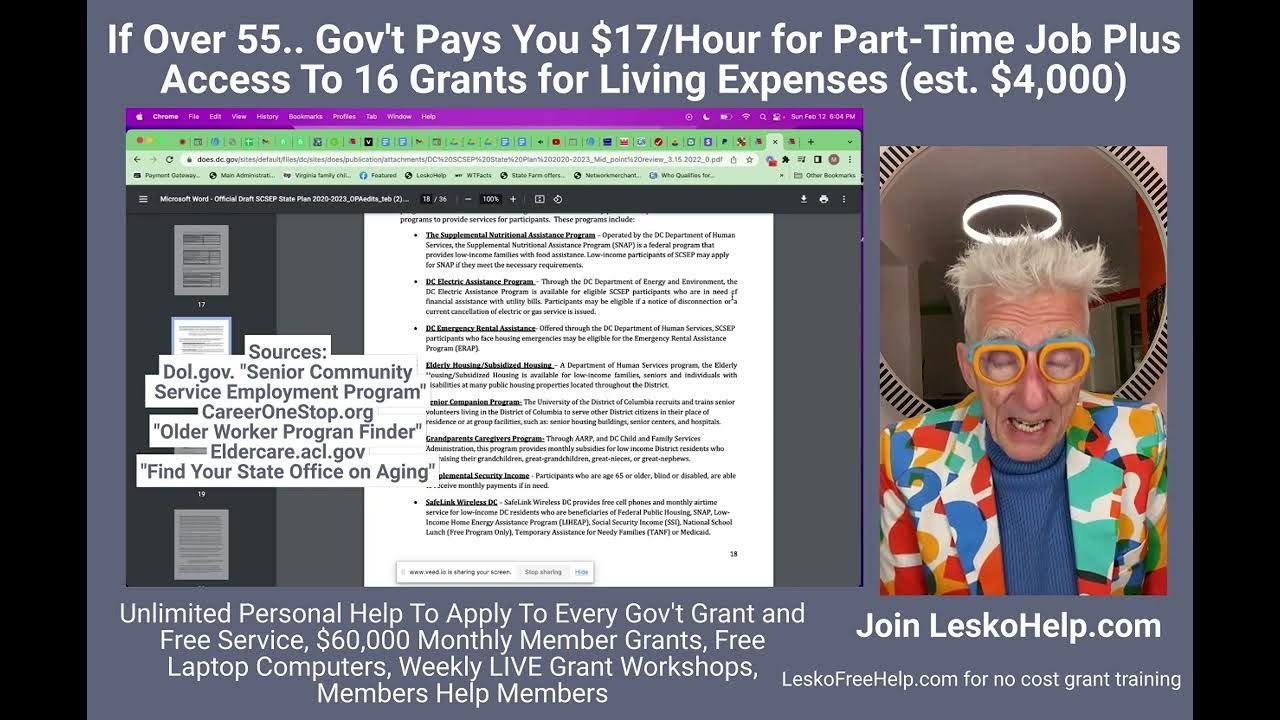Gov't Pays People Over 55 17 Hr Part Time, Plus Access To 16 Grants