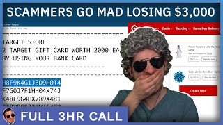 Scammers Go Mad Losing $3K In Gift Cards (Full Call)