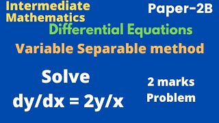 Solve dy/dx = 2y/x | Variable separable method@EAG