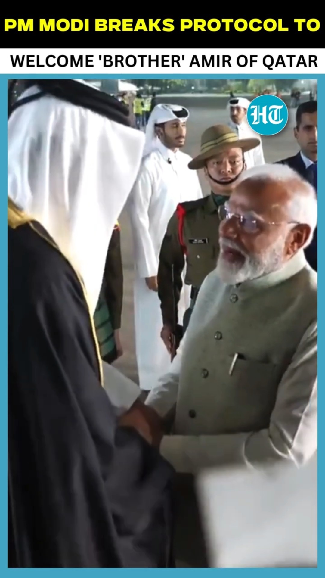 PM Modi's Heartwarming Gesture Wins Internet, Welcomes Qatar’s Amir as a 'Brother' Defying Protocol