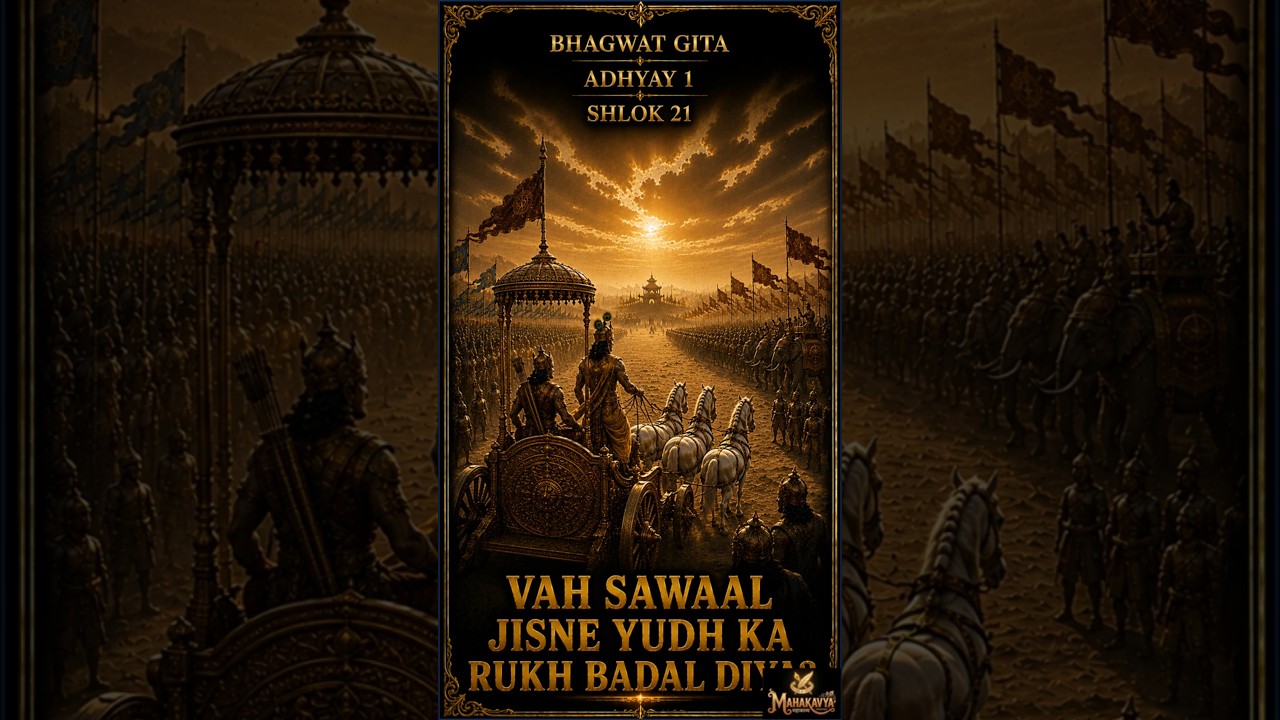 1.21 Hindi **भगवद गीता अध्याय 1 श्लोक 21 | अर्जुन ने श्रीकृष्ण से रथ बीच में ले जाने को कहा**