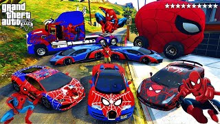 GTA 5 ✪ Stealing SPIDERMAN SUPER CARS with Franklin ✪ (Real Life Cars #62)