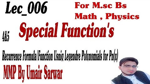 Proof of Recurrence Formula | Relations Using Generating Function for legendre Polynomials for Pn(x)