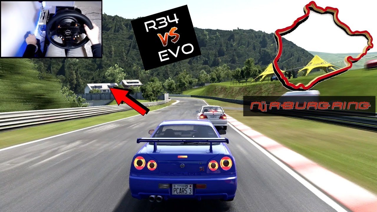 Project CARS 3 R34 VS EVO *NURBURGRING* (Steering Wheel + Shifter + E Brake) Gameplay