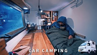 [Winter car camping] Powder snow. -2℃ mountain. I'm retiring! DIY light truck camper. 185 screenshot 4