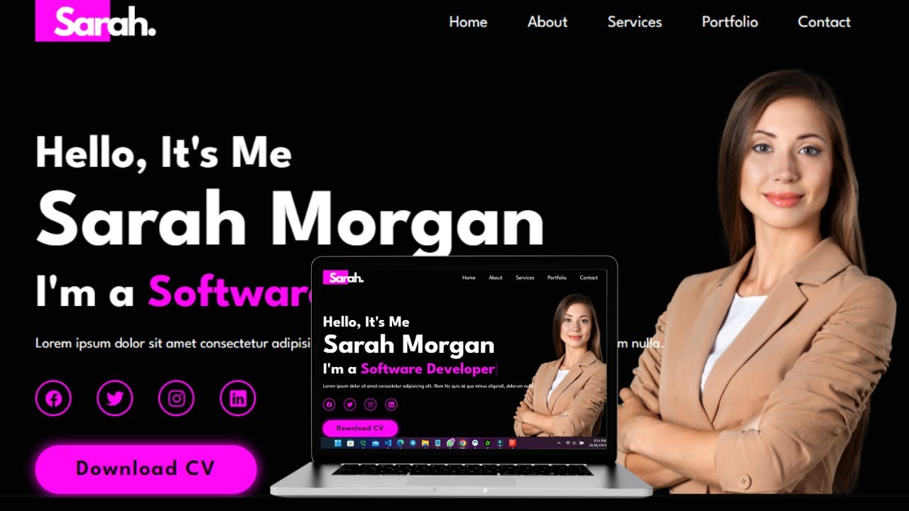 How to Create A Personal Portfolio Website Design Using HTML CSS & JS ...