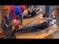 Cut 200 Giant Bluefin Tuna per Day. Taiwanese Seafood Market