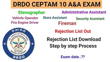 DRDO Ceptam 10 A&A Rejection List Download Process step by step Exam Date Admit Card out