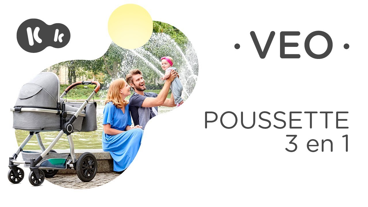 Trio Poussette Veo + siège auto Mink + nacelle KINDERKRAFT