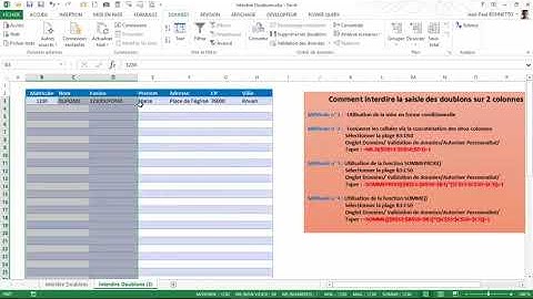 Excel   Comment interdire la saisie de Doublons dans un tableau