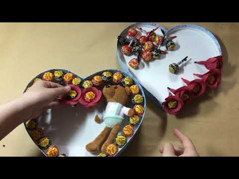 Làm hộp kẹo mút Chupachup hình trái tim tặng sinh nhật bạn Make heart lollipop box | Foci