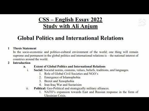 css essay on global politics and international relations