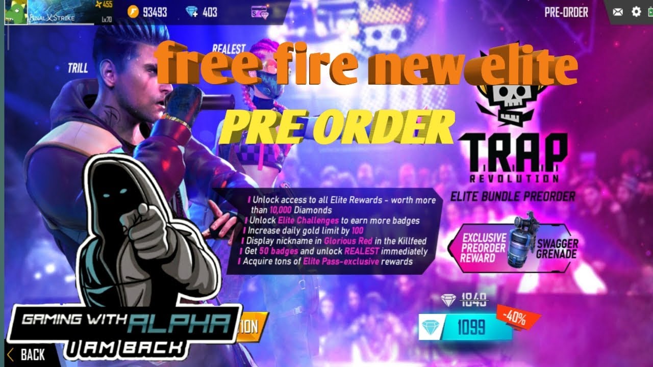 FREE FIRE NEW PRE ORDER ELITE PASS DETALIS - YouTube