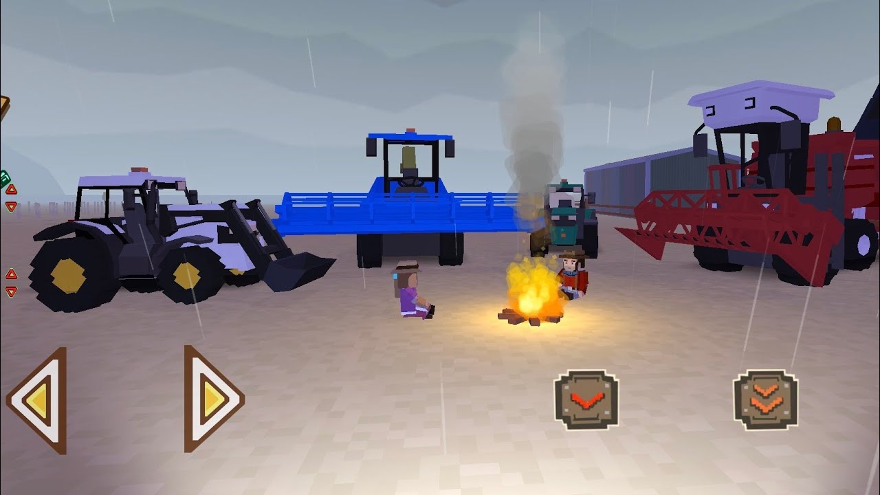 We lit a campfire to warm ourselves - Blocky Farm & Racing Android / Ios GamePlay 4K