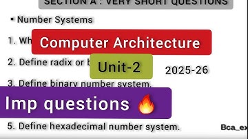 Computer Architecture Important Questions | unit 2 | bca 1st year 