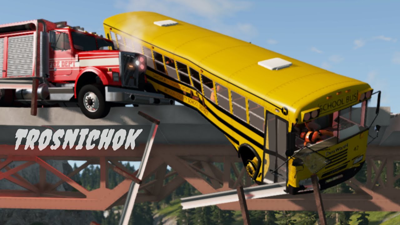 ОГРОМНАЯ ПРОБКА из МАШИН на МОСТУ, МОСТ НЕ ВЫДЕРЖАЛ-Beamng drive