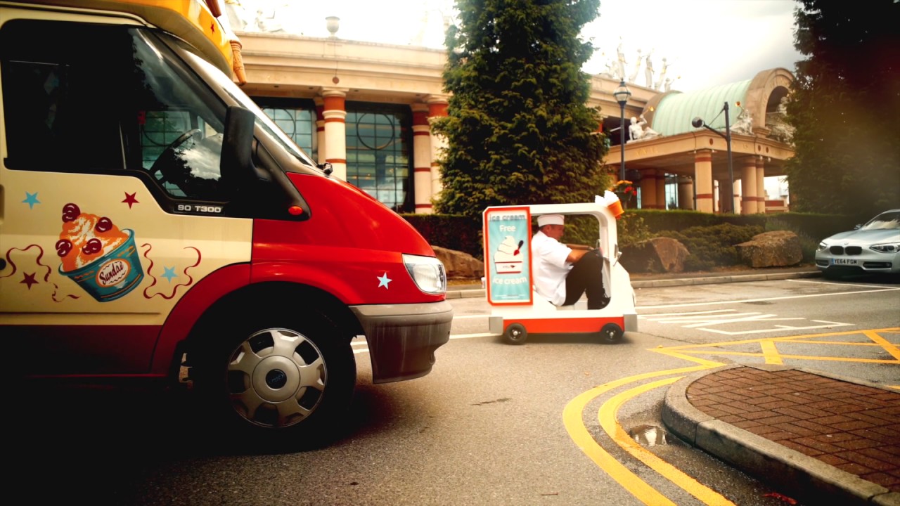 World’s Smallest Ice Cream Van over taking normal van YouTube