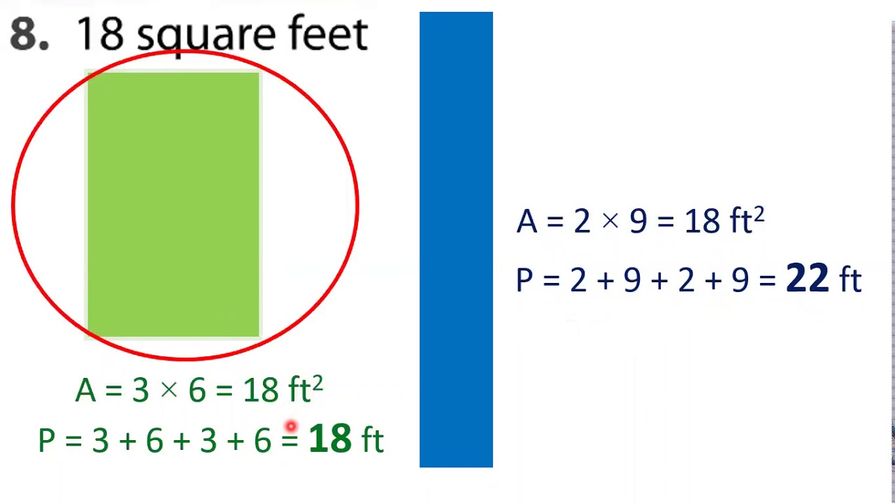 Math Same Area, Different Perimeter Grade3 - YouTube