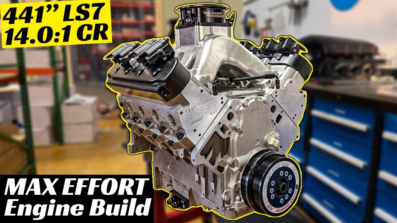 441 Cubic Inch, 14.0:1 Compression, MAX EFFORT LS7 Race Engine Build ...