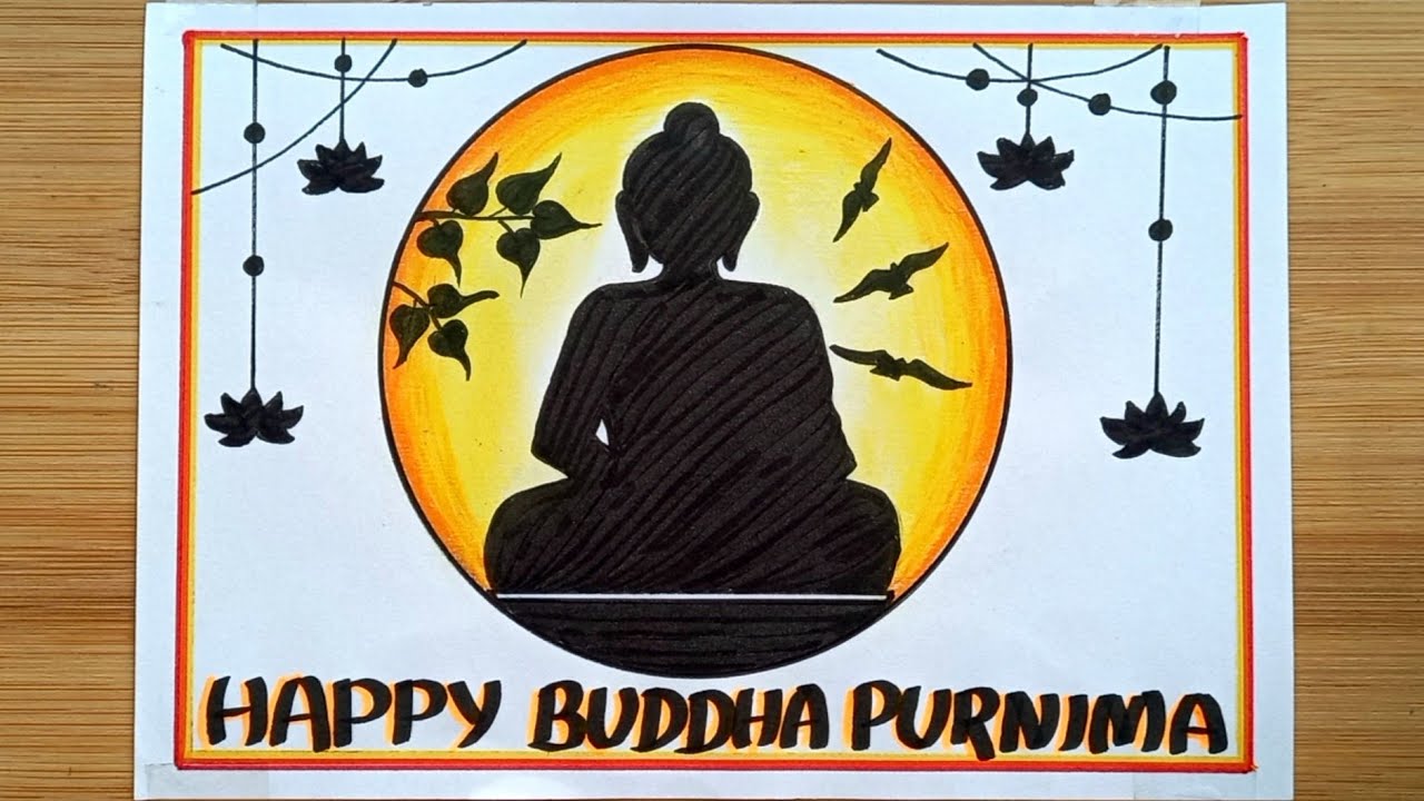 Buddha Purnima Drawing/Happy Buddha Purnima Drawing/Vesak Day Drawing/How To Draw Lord Gautam Buddha
